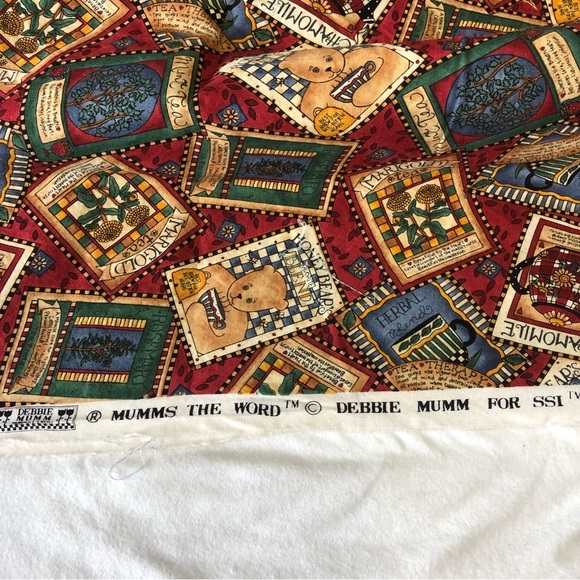 1 yard of Vintage Debbie Mumm fabric - fun tea packets - single cut - Picture 3 of 4